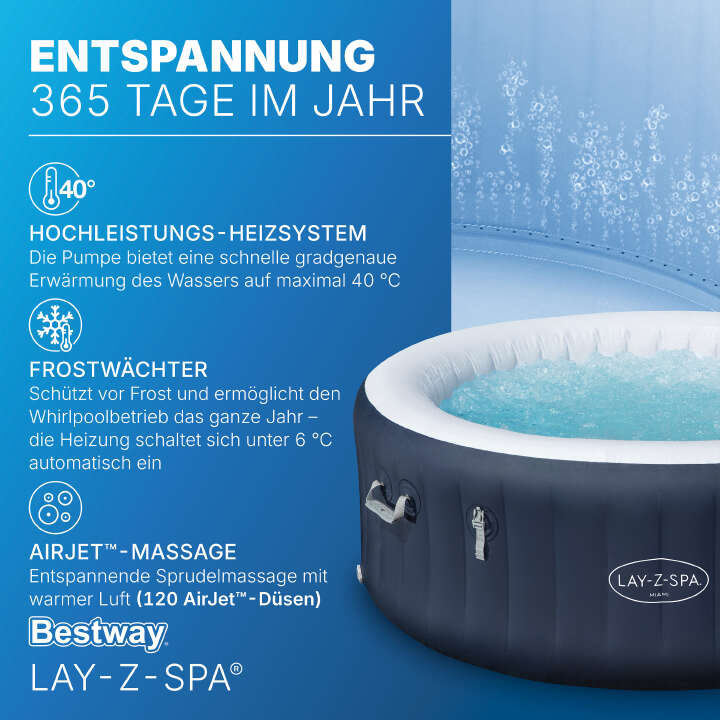 Bestway LAY-Z-SPA Whirlpool Miami AirJet rund 180 x 66 cm